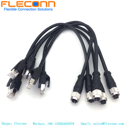 M12 8 pinos X fêmea codificada para cabo Ethernet Rj45
