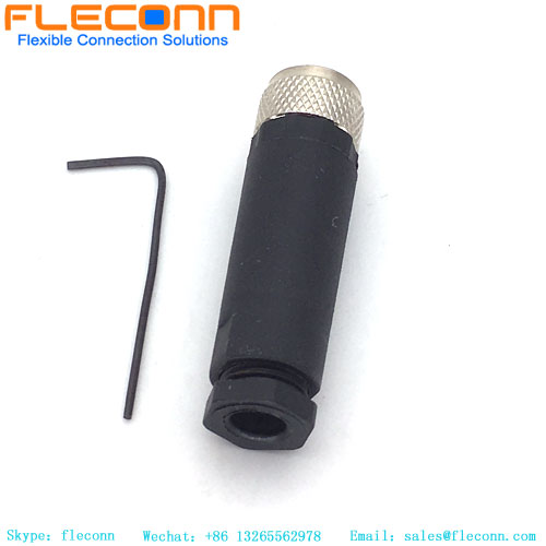 Conector circular fêmea M8 de 3 pinos