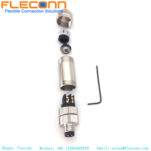 Conector conectável de campo blindado M8 de 3 pinos