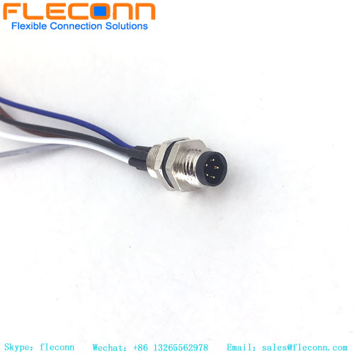 Conector de montagem do painel frontal de 5 polos do código B M8 com tranças de fio soldadas