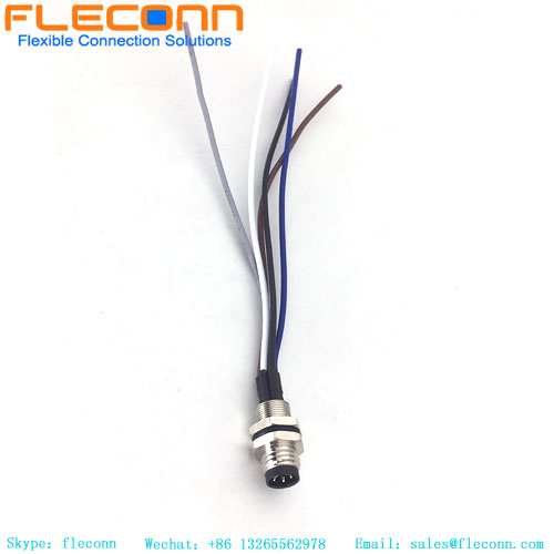 Conector de montagem do painel frontal de 5 polos do código B M8 com tranças de fio soldadas