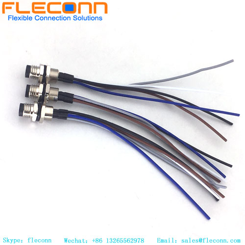 Conector de montagem do painel frontal de 5 polos do código B M8 com tranças de fio soldadas