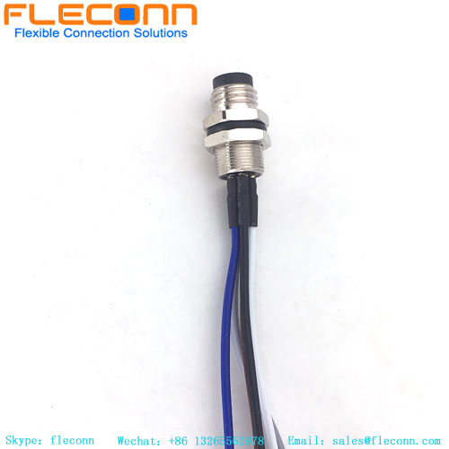 Conector de montagem do painel frontal de 5 polos do código B M8 com tranças de fio soldadas