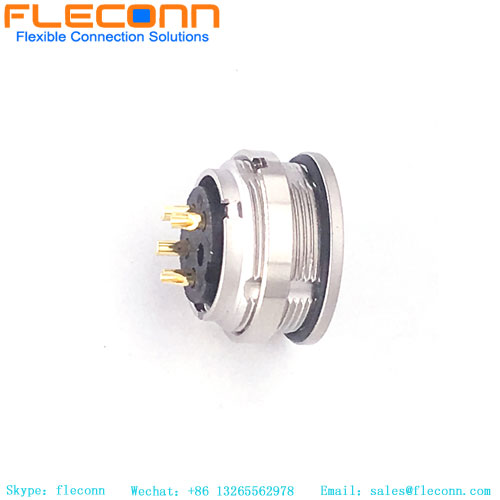 M16 A Conector fêmea de codificação para montagem em painel com 4 contatos, montagem traseira