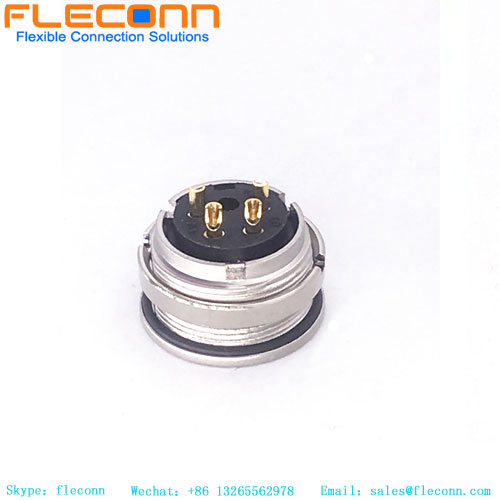 M16 A Conector fêmea de codificação para montagem em painel com 4 contatos, montagem traseira