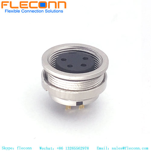 M16 A Conector fêmea de codificação para montagem em painel com 4 contatos, montagem traseira