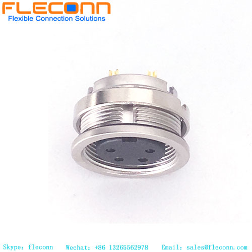 M16 A Conector fêmea de codificação para montagem em painel com 4 contatos, montagem traseira