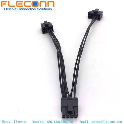 Conjunto de cabo divisor Y do chicote de fios Molex de 8 pinos
