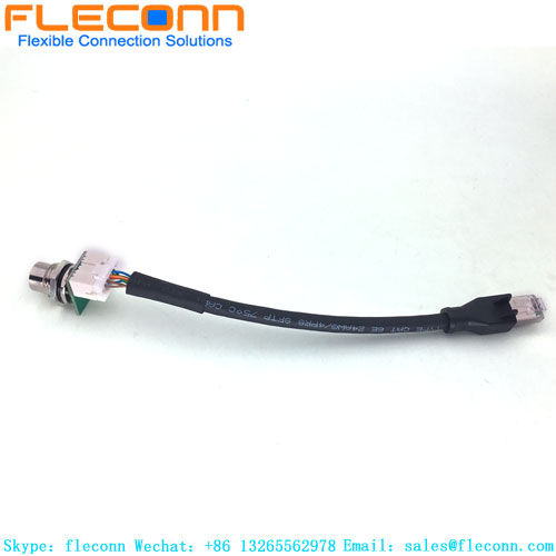 Conector fêmea de montagem em painel com código X M12 para cabo RJ45 com conector de placa XAD 2,5 mm passo B10B-XADSS-N