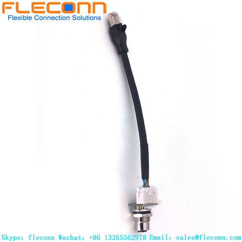 Conector fêmea de montagem em painel com código X M12 para cabo RJ45 com conector de placa XAD 2,5 mm passo B10B-XADSS-N