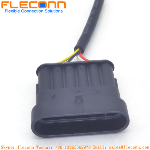 Chicote de fios do conector IP67 à prova d'água masculino TE AMP 282404-1