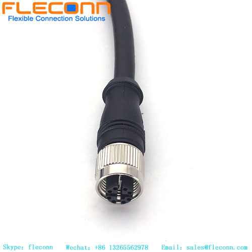 M12 ethernet industrial X codificou o cabo impermeável do conector 8Pin fêmea