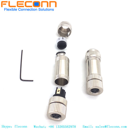Conector fêmea M8 de 3 pinos