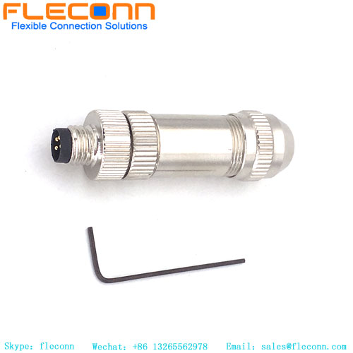 Conector conectável de campo M8 de 4 pinos