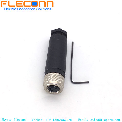 Conector plástico M8 de 4 pinos