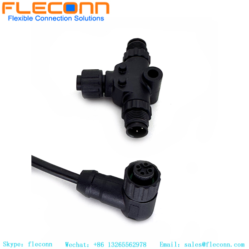 M12 Adaptador T-Splitter com codificação A de 4 pinos M12 Plug Sensor Splitters