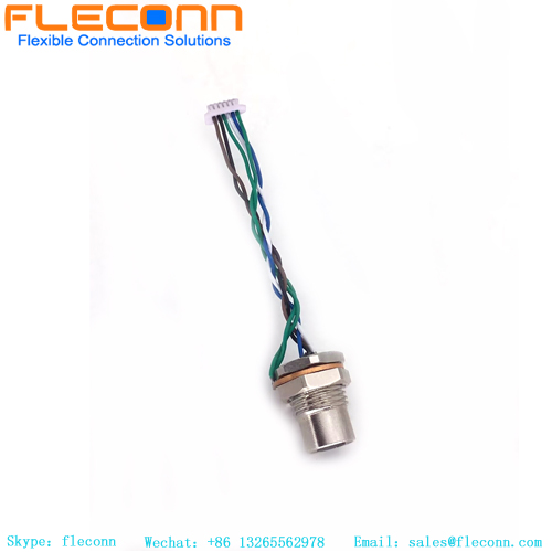 Conector de fixação frontal de Pin M8 6 com chicote de fios do fio do conector JST