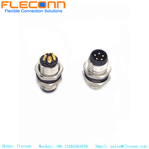 Conector macho de montagem em painel M8 de 5 pinos