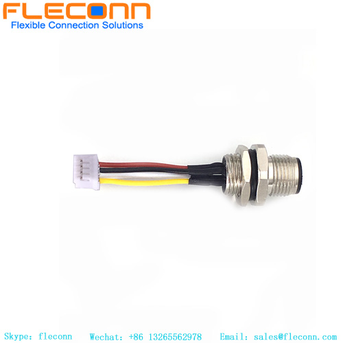 Conector masculino da montagem dianteira de M12 4 Pin ao cabo do conector da série de JST