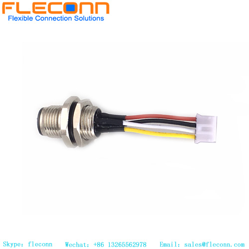 Conector masculino da montagem dianteira de M12 4 Pin ao cabo do conector da série de JST