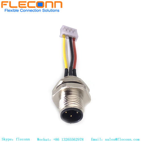 Conector masculino da montagem dianteira de M12 4 Pin ao cabo do conector da série de JST