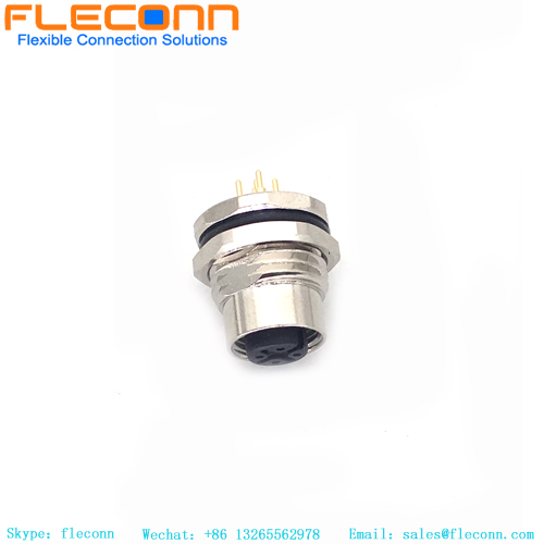 Conector M12 com fixação frontal de 5 pinos com contatos