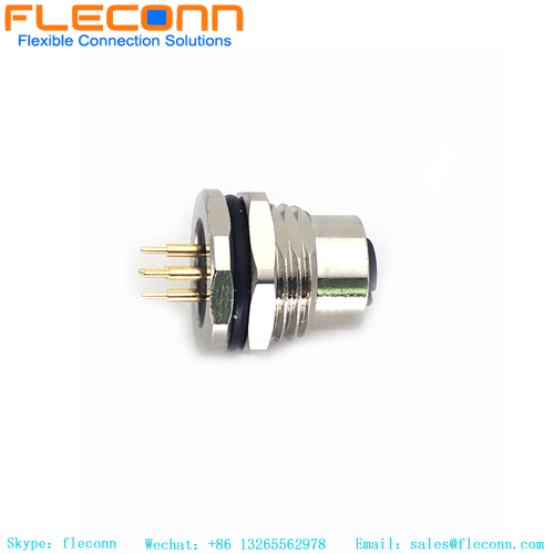 Conector M12 com fixação frontal de 3 pólos