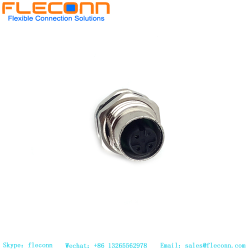 Conector M12 com fixação frontal de 3 pólos