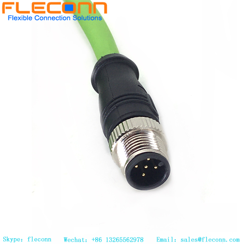 Cabo conector macho M12 de 5 pinos com terminal