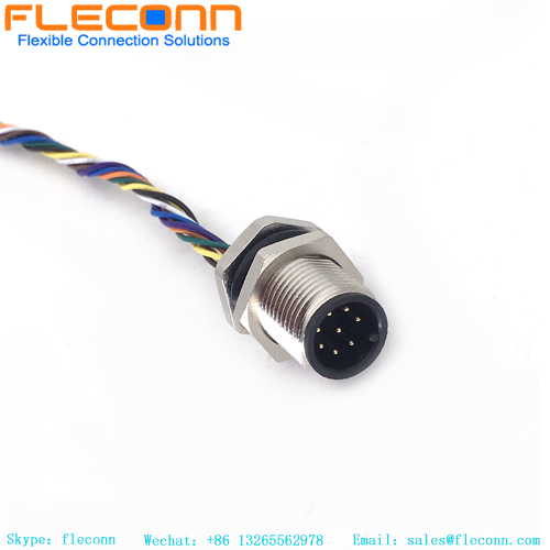 Conector de montagem traseira M12 de 8 Pin com chicote de fios de fio Molex 510210800