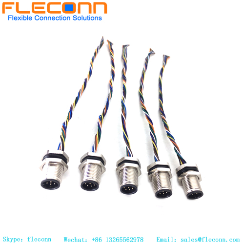 Conector de montagem traseira M12 de 8 Pin com chicote de fios de fio Molex 510210800