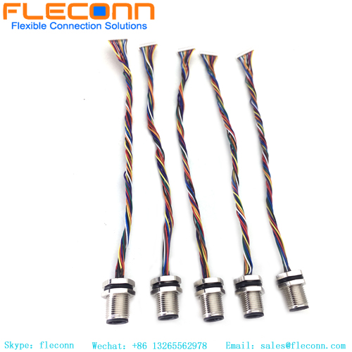 Conector masculino da montagem do painel do Pin M12 12 com chicote de fios do fio do conector de Molex 510211200