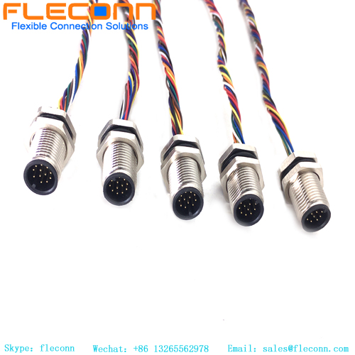 Conector masculino da montagem do painel do Pin M12 12 com chicote de fios do fio do conector de Molex 510211200