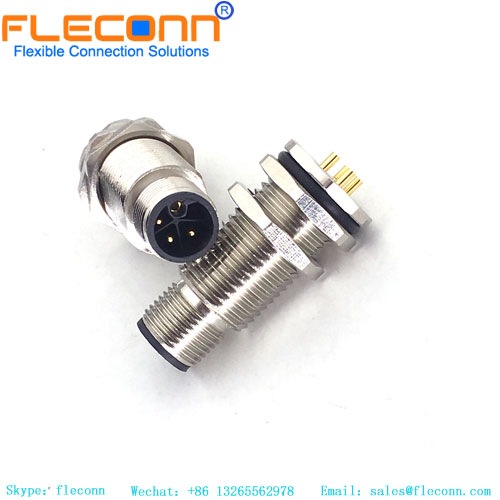 Conector de alimentação M12, codificação L, plugue macho de montagem em painel de 5 pinos