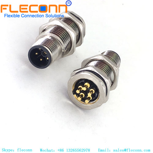 Conector de alimentação M12, codificação L, plugue macho de montagem em painel de 5 pinos