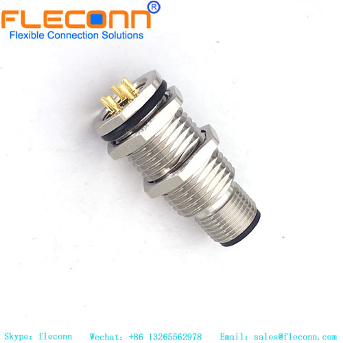 Conector de alimentação M12, codificação L, plugue macho de montagem em painel de 5 pinos