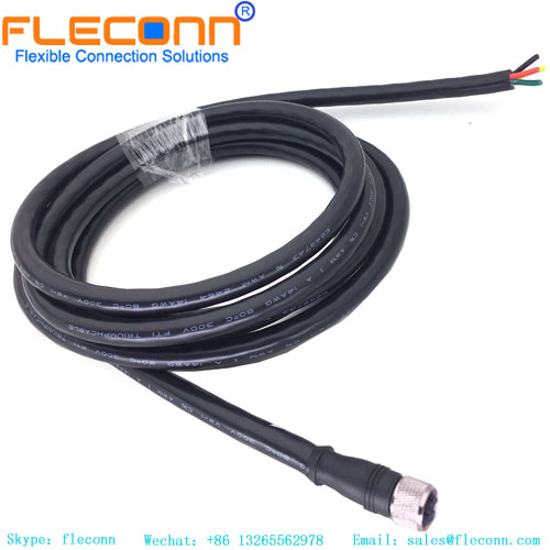 Conector de código M12 K 4+PE Cabo de conector moldado fêmea
