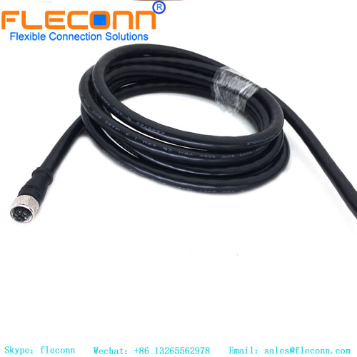 Conector de código M12 K 4+PE Cabo de conector moldado fêmea