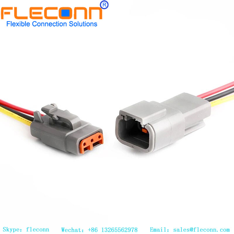 Deutsch 3 pinos automotivo selado plugue elétrico conector à prova d'água chicote de fios série DTM DTM06-3S DTM04-3P