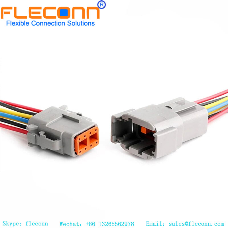 Chicote de fios do conector Deutsch DTM DTM06-8S 8Pin carro selado cabo à prova d'água