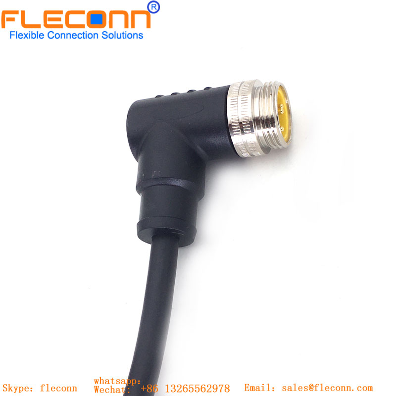 M12 ethernet industrial X codificou o cabo impermeável do conector 8Pin fêmea
