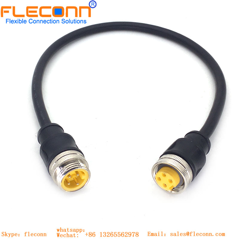 M12 ethernet industrial X codificou o cabo impermeável do conector 8Pin fêmea