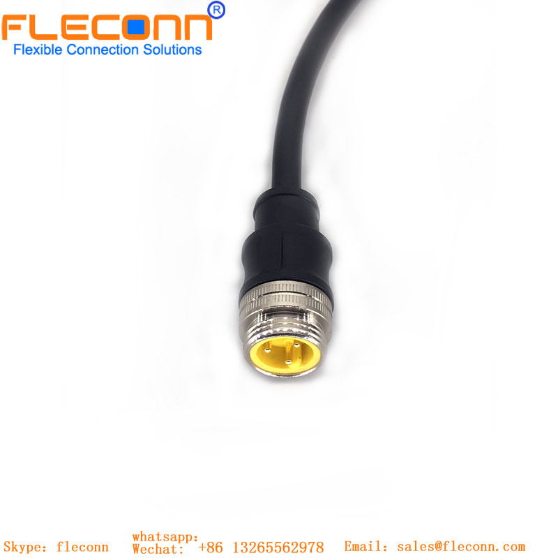 M12 ethernet industrial X codificou o cabo impermeável do conector 8Pin fêmea