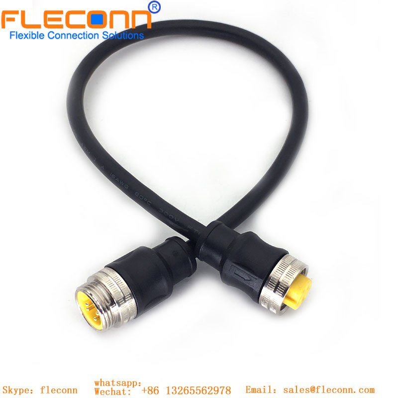 M12 ethernet industrial X codificou o cabo impermeável do conector 8Pin fêmea
