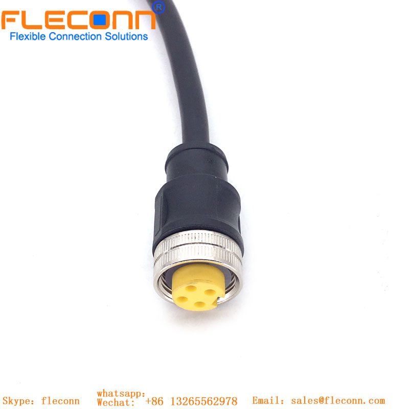 M12 ethernet industrial X codificou o cabo impermeável do conector 8Pin fêmea
