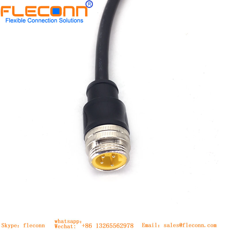 M12 ethernet industrial X codificou o cabo impermeável do conector 8Pin fêmea