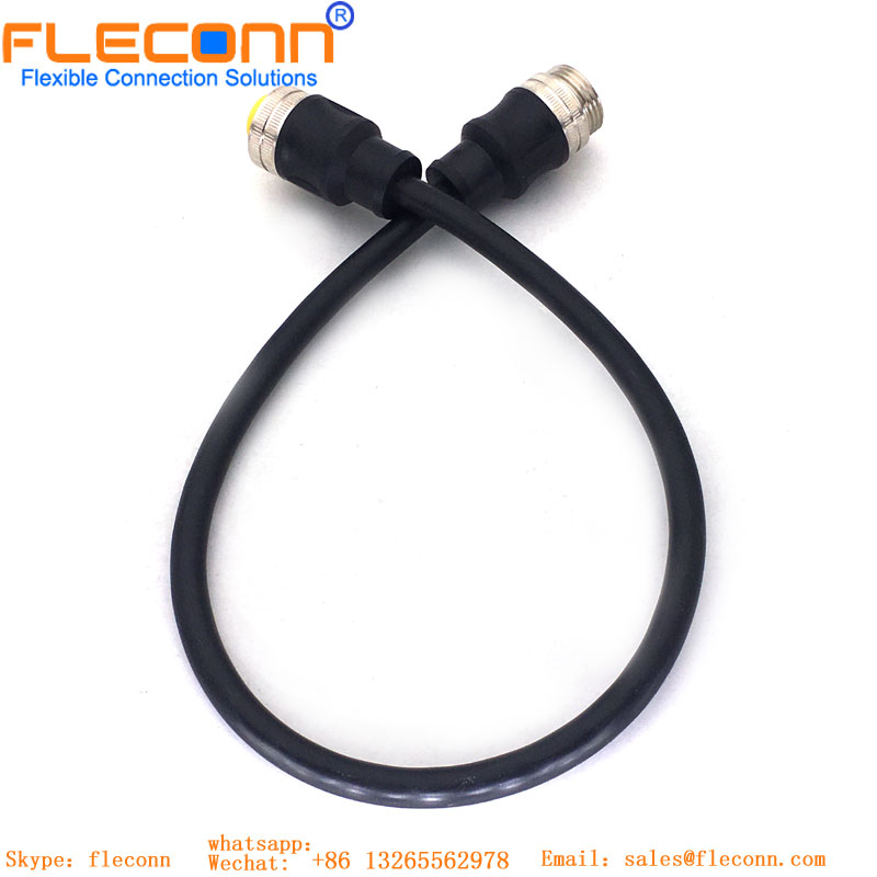 M12 ethernet industrial X codificou o cabo impermeável do conector 8Pin fêmea