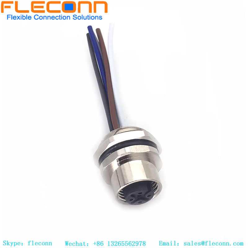 Conector de montagem em painel com código A M12 de 5 pinos com cabo