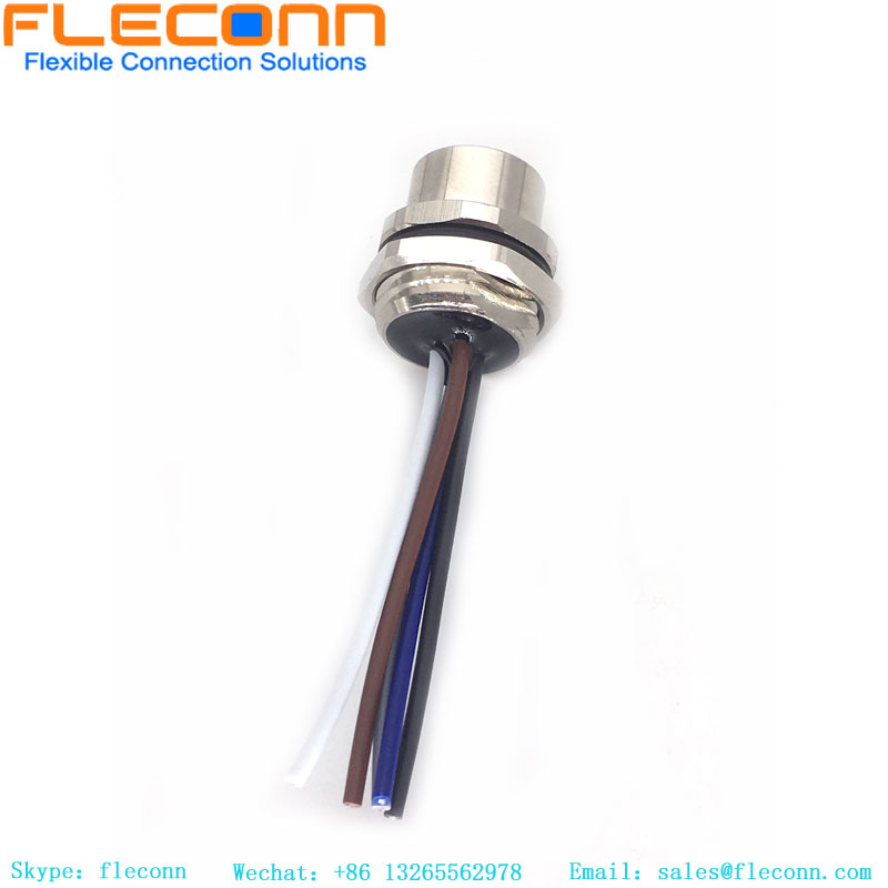 Conector de montagem em painel com código A M12 de 5 pinos com cabo