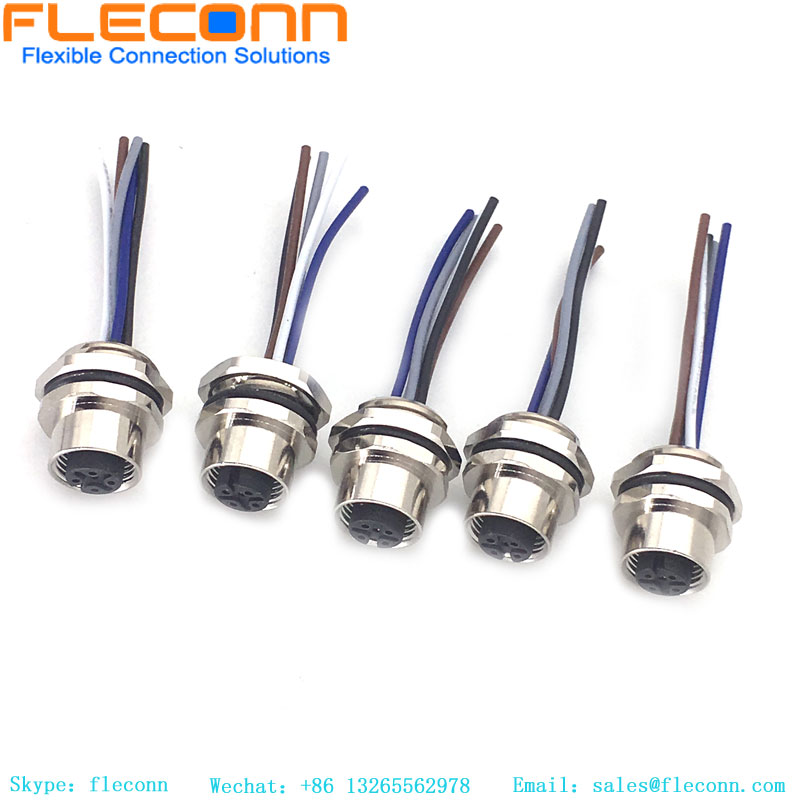Conector de montagem em painel com código A M12 de 5 pinos com cabo